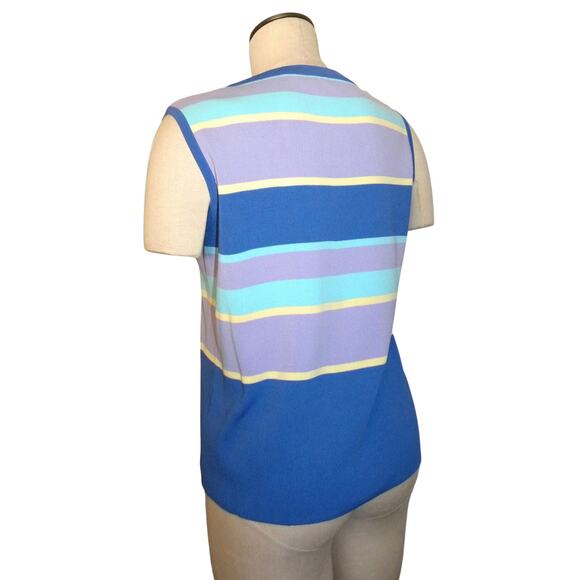 Vintage Tank & Cardigan | Bow Pastel Bright Stripes | Twin Set S - Picture 9 of 10